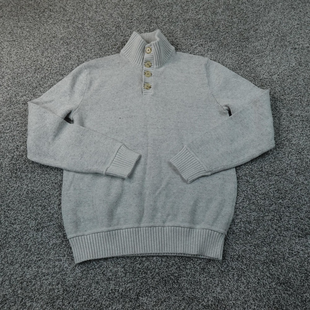 Gap Sweater Mens S White Cream Mock Neck Henley Knit Pullover Sweater Cozy Soft